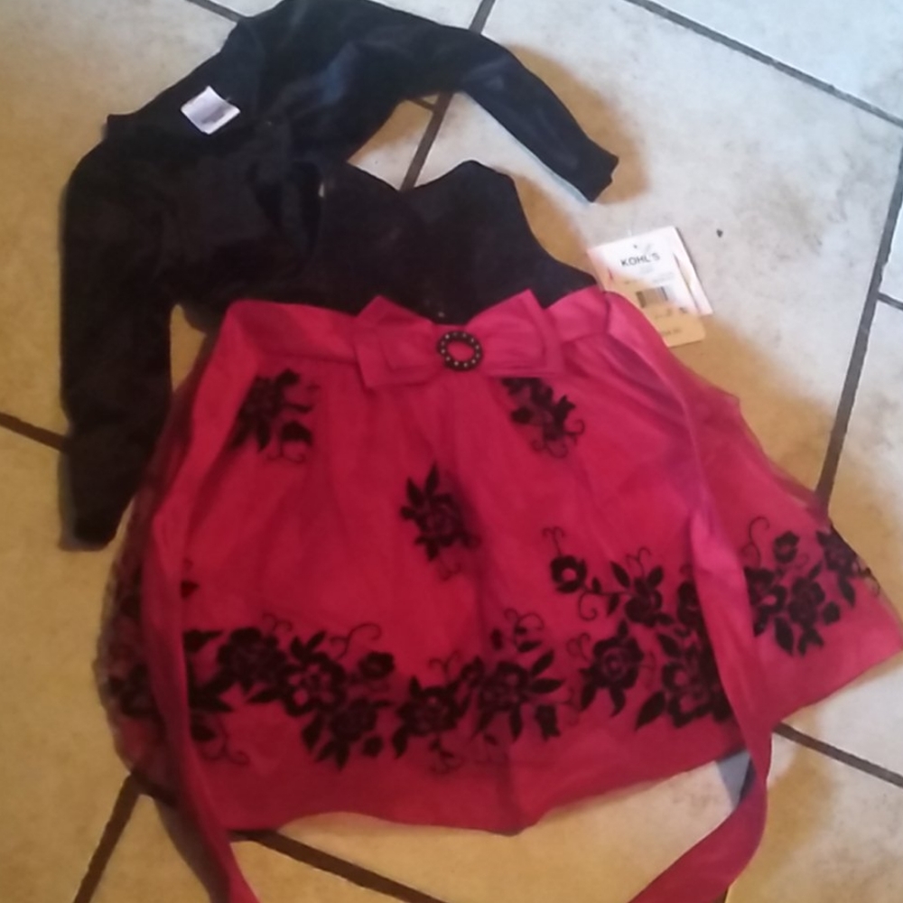 12 month Red and Black dress with half Jacket nwt